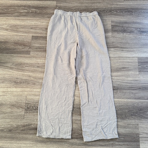 bobi Light Gray High rise Straight Leg Pants Size XL Cotton Gauzy Coverup Beach - Picture 2 of 5